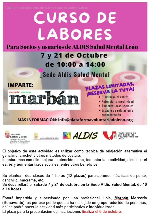Aldis Salud Mental - Curso de Labores octubre 2023